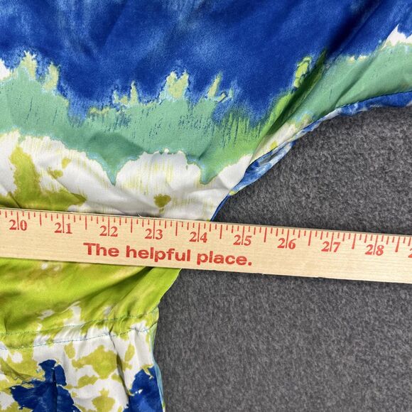 Chaps Shirt Womens Large Blue Green Tie Dye V Neck Kimono Sleeve Drawstring - Picture 8 of 15